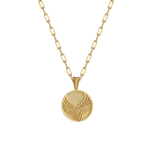 Mens Angel Wings Pendant Necklace | Gold | 925 Sterling