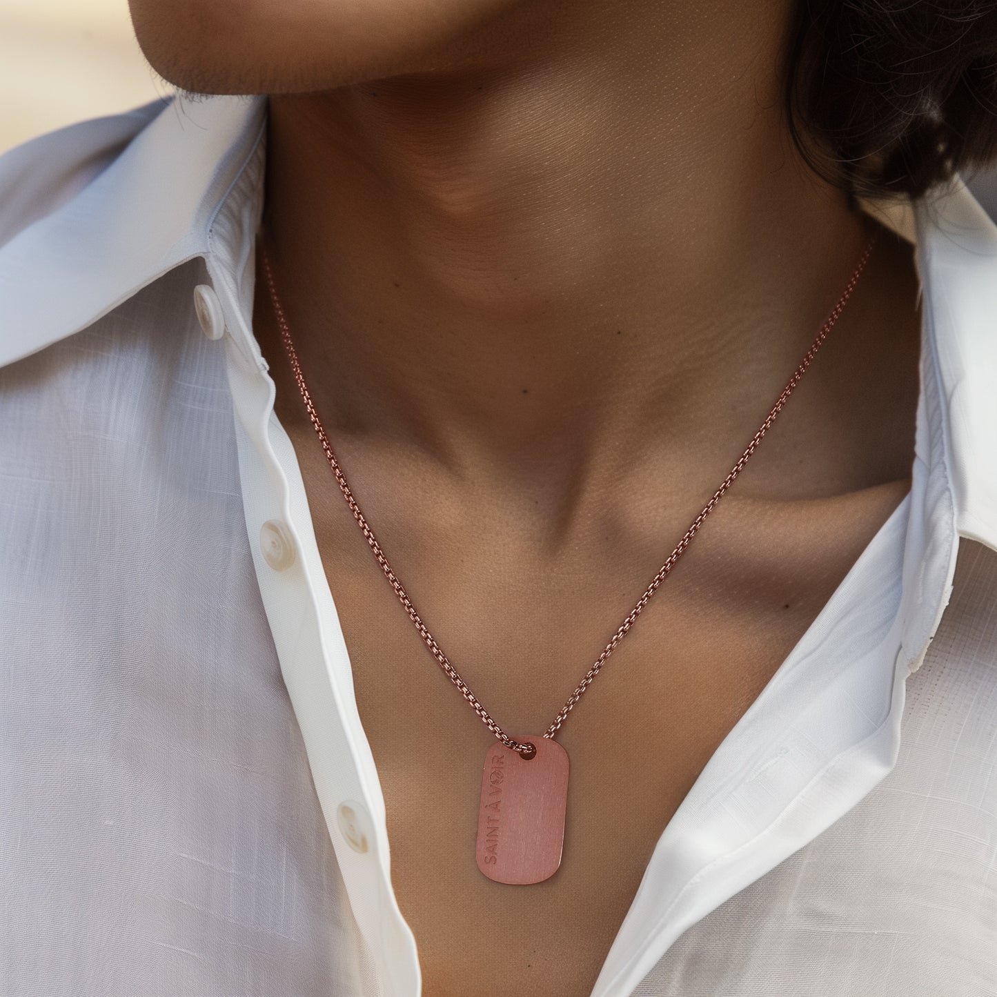 Tag Pendant Necklace | Rose Gold