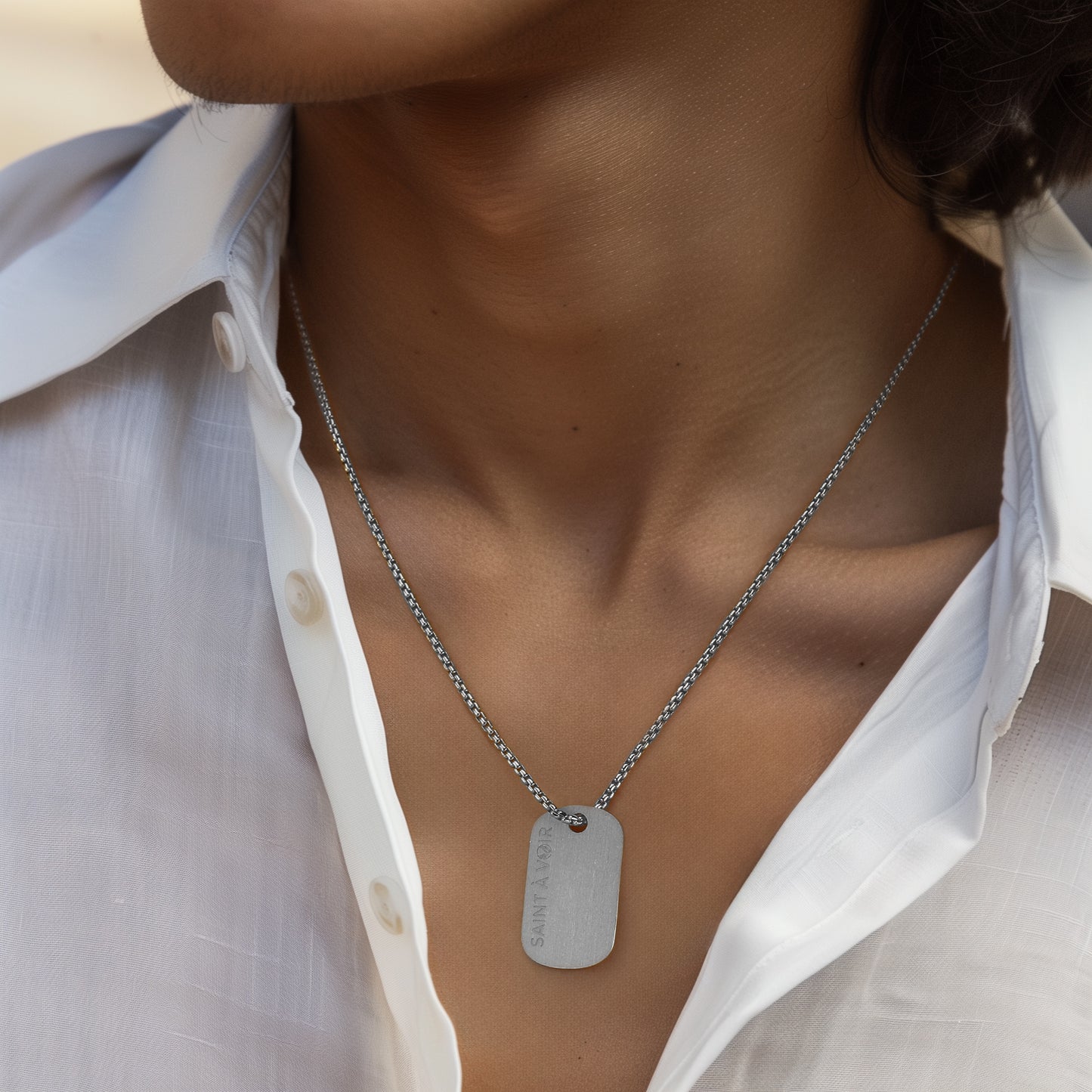 Tag Pendant Necklace | Silver