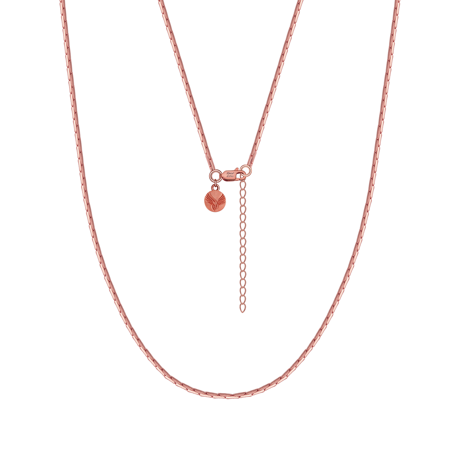 Slim Rose Gold Mens Sterling Silver Chain Necklace