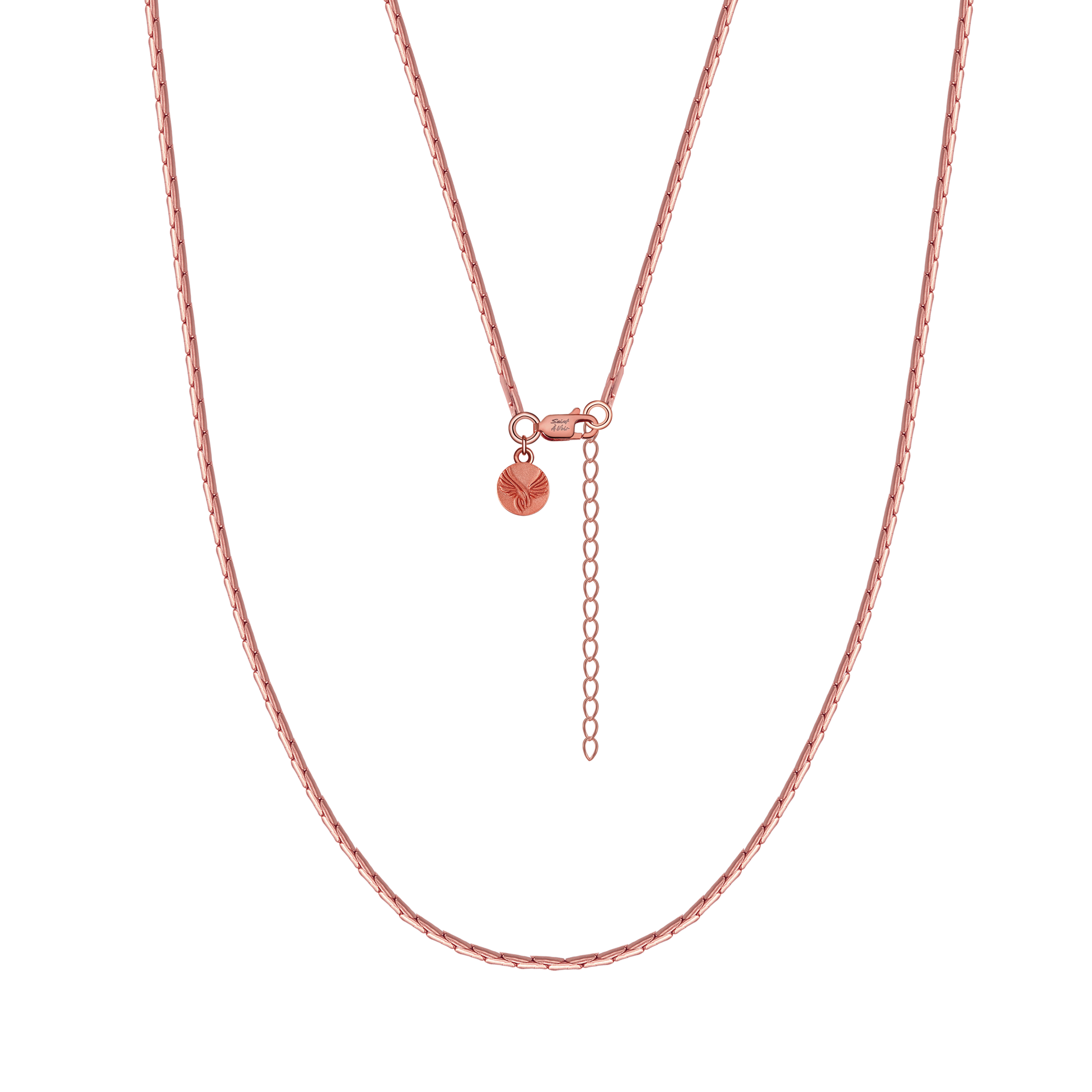 Slim Rose Gold Mens Sterling Silver Chain Necklace